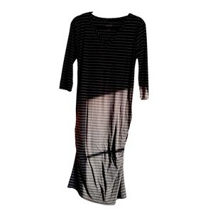 Isabel Maternity Dress Size Large Black with White‎ Stripes